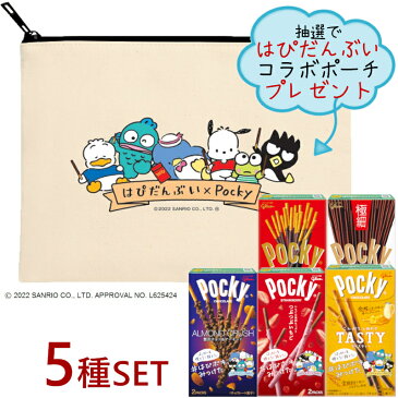 お菓子 詰め合わせ まとめ買い ポッキー チョコレート 5種 限定 ポーチ 送料無料 あす楽 お中元 グリコ 駄菓子 食品 サンリオ プレゼント おやつ スナック ピクニック アウトドア つぶつぶいちご アーモンドクラッシュ 極細