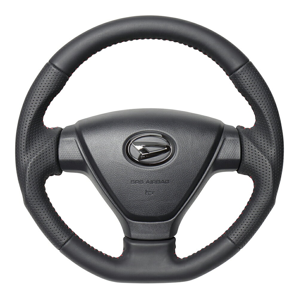 REAL ガングリップステアリング オールレザー レッドステッチ DIA-LPB-RD ハイゼット カーゴ (S321V/S331V)