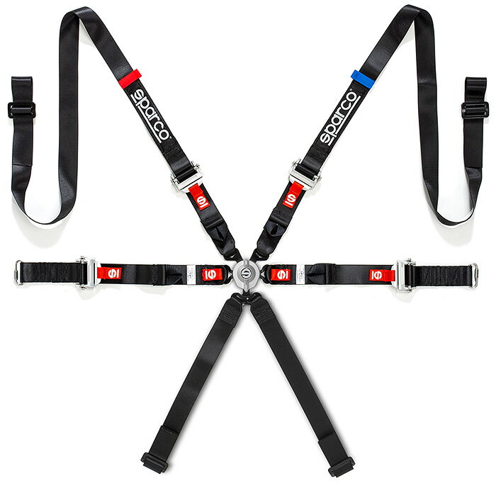 正規品 sparco スパルコ FIA 8853-2016 6点式 シートベルト レーシングハーネス H-9 PRO PLUS 2インチ ブラック 04825HALPUNR