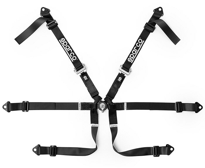 正規品 sparco スパルコ FIA 8853-2016 6点式 シートベルト レーシングハーネス FORMULA H-8 2インチ ブラック 04823HNR