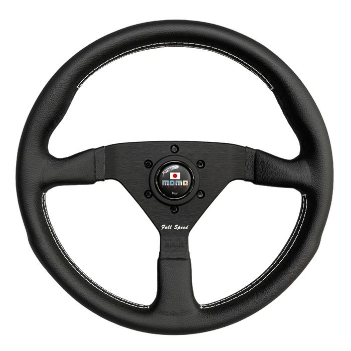 Rakuten - 正規品 MOMO フルスピード WINNERS GRAND PRIX FS348 フラットタイプ ブラックレザー ホワイトステッチ ブラックホーンボタン