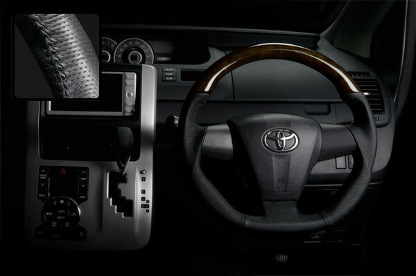 Rakuten - REAL ガングリップステアリング プレミアムブラックウッド ブラックステッチ 70系ノア・ヴォクシー後期 純正3本スポークタイプ