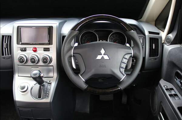 Rakuten - REAL ガングリップステアリング ブラックウッド ブラックステッチ デリカD：5 CV#W 前期専用