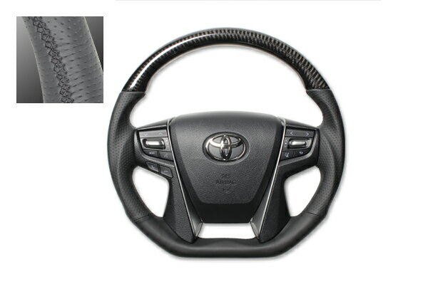 REAL ガングリップステアリング （Dシェイプ）ブラックカーボン ブラックユーロステッチ 30系アルファード・ヴェルファイア