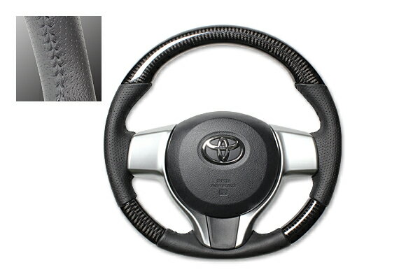 REAL ノーマルグリップステアリング ブラックカーボン ブラックステッチ 130系ヴィッツ・120系ラクティス