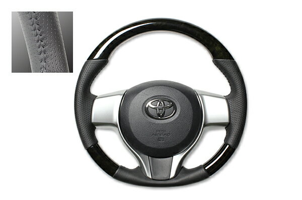 REAL ノーマルグリップステアリング ブラックウッド ブラックステッチ 130系ヴィッツ・120系ラクティス
