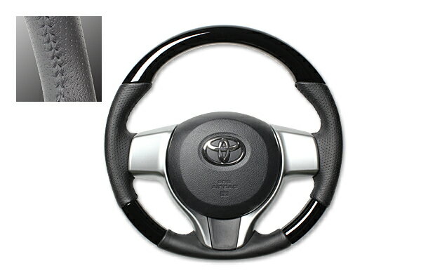 REAL ノーマルグリップステアリング ピアノブラック ブラックステッチ 130系ヴィッツ・120系ラクティス