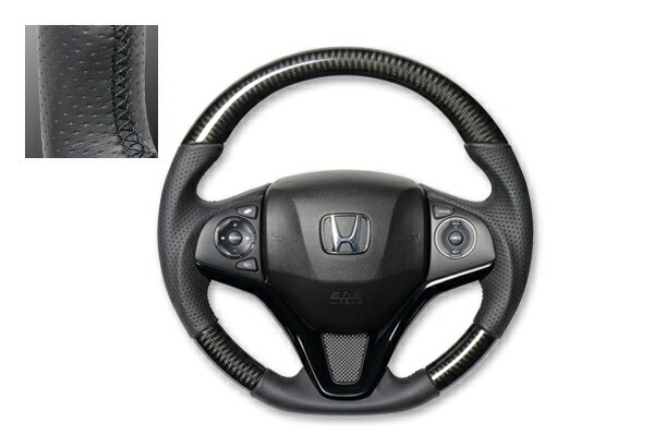 Rakuten - REAL ガングリップステアリング ブラックカーボン ブラックユーロステッチ ヴェゼル（RU1.2.3.4）フィット（GK3.4.5.6 GP5.6）シャトル（GK8.9 GP7.8）