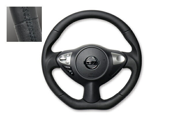 Rakuten - REAL ガングリップステアリング オールレザー ブラックユーロステッチ ジューク F15