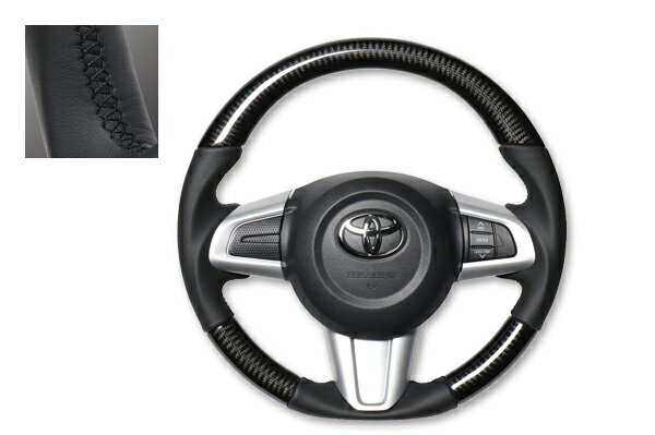 Rakuten - REAL ガングリップステアリング ブラックカーボン ブラックユーロステッチ ルーミー・タンク・ジャスティ・トール（900系）