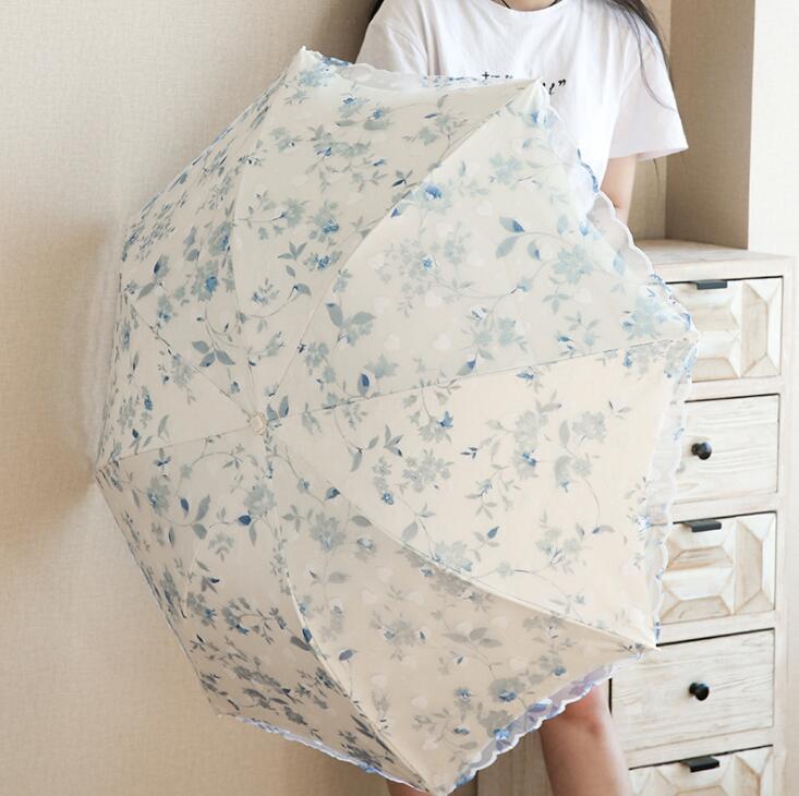 日傘 折りたたみ 軽量 日傘 折り畳み 二層　晴雨兼用 日傘 収納袋付き 花柄 花 日傘 夏 傘 紫外線対策 紫外線 晴雨兼用 レディース おしゃれ かわいい ゲリラ豪雨 雨の日 大雨 コンパクトサイズ 備え オールシーズン 日焼け対策 旅行 通勤 通学【Anytime】