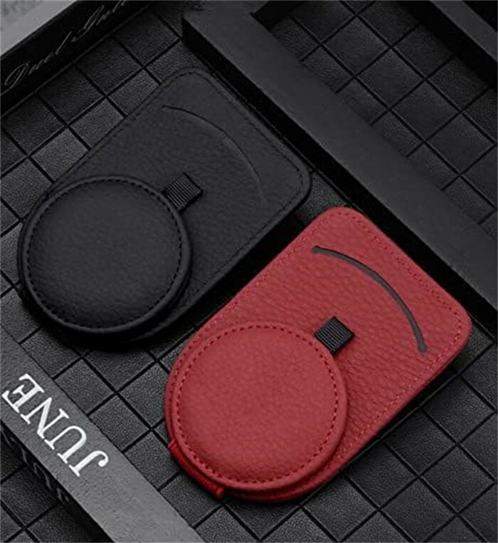 サングラスクリップ 車 車用収納 本革 カードホルダー メガネホルダー サンバイザー 眼鏡 メガネホルダ..