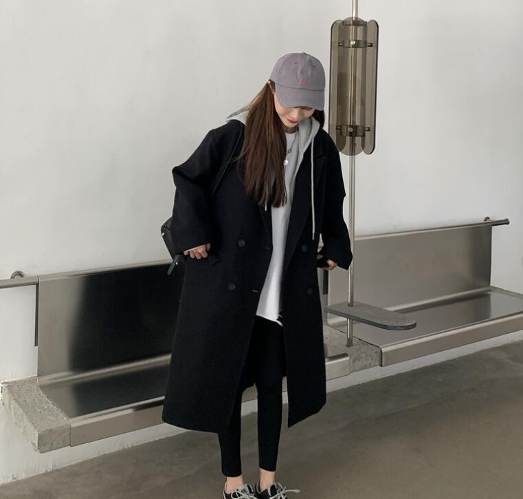 レディース　ラシャコート　中綿入り　チェスターコート　ミモレ丈　フード付き　ロング丈　レイヤード　アウター　冬物 冬服 コート　女性　大人　厚手　防寒 保温　ロングコート【Anytime】