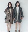 グレンチェックチェスターコート 大きいサイズ レディース ロング丈 膝丈 アウター 秋冬物 冬物 冬服 ポケット付き グレンチェック 女性 大人 オフィス 通...