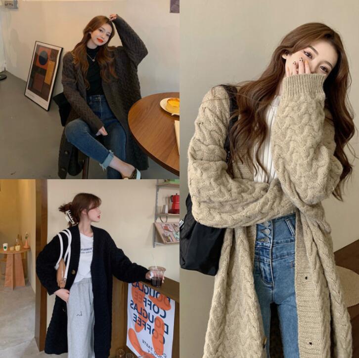 ニットカーディガン 　ロングカーディガン　ニットコート　ケーブル編み　ニット　セーター ロングコート　レディースコート　秋物 秋服 秋冬物　秋コート　　秋冬 レディースコート　OL　通勤　カジュアル アウター　【Anytime】