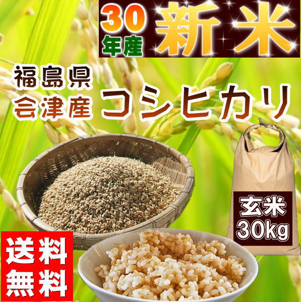 【楽天市場】新米 30kg コシヒカリ 玄米 福島県産 お米 30年産 会津産 送料無料 一等 特A『30年福島県会津産コシヒカリ玄米30kg