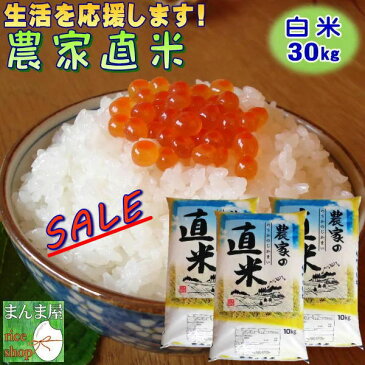 タイムセール 米 30kg お米 白米 安い 3年産 訳あり ブレンド米 送料無料『国内産令和3年農家直米(白米10kg×3)』 【RCP】