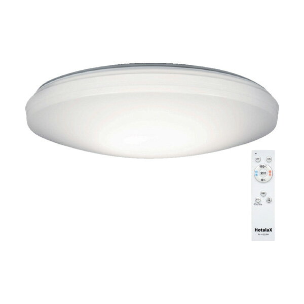 特長●お部屋のすみずみまで明るい広配光のLEDシーリングです。用途●光色と明るさの両方が選べる調色/調光モデルです。仕様・規格●明るさ(lm)：5000●光源色：昼光色-電球色●幅(mm)：434●長さ(mm)：434●高さ(mm)：128●電源(V)：100●消費電力(W)：39●定格寿命(時間)：40000●外径(mm)：434●適合畳数：12●消費効率(lm/W)：128.2調光（本体）：5段階●調光（LED常夜灯）：3段階●OFFタイマー（分）：60・30●防虫機能：虫の入りにくい構造●省エネ達成率128%●質量：1kg●製造国：日本●メーカー：(株)ホタルクス材質●乳白色アクリルカバーセット内容／付属品●アダプタ×1個●リモコン×1個●リモコンケース×1個●単四乾電池×2本●リモコンケース固定用木ネジ×2個【注意】●調光器付壁スイッチには使用できませんので、一般用入切スイッチに交換して下さい。
