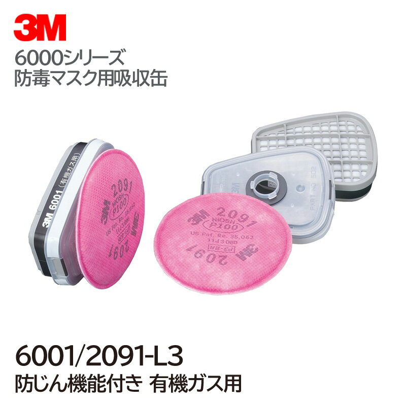 3M/スリーエム 有機ガス用 吸収缶 6001/2091-L3 (6000用) 2個/1組 防毒マスク ガスマスク 作業用