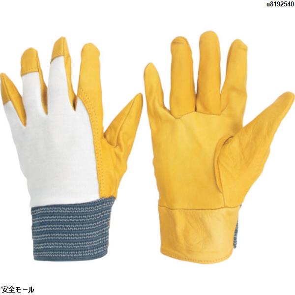 【商品名】■ミドリ安全 牛表革手袋 MT-14D 甲メリヤス-黄【特徴】●甲部に綿メリヤス生地を使用し、屈伸が容易で使いやすくムレにくいです。【仕様】●色:イエロー●サイズ:フリー●厚さ(mm):1.2●全長(cm):23.0●手のひら周り(cm):24.5●中指長さ(cm):8.5●袖口タイプ:ゴムタック【仕様2】●袖口:ゴムタック式【材質／仕上】●手のひら部:牛表革●甲部:綿メリヤス【その他仕様】メーカー名：ミドリ安全(株)ブランド名：ミドリ安全品番：MT14DKOUMERIYJANコード：4979058966513原産国：中国内容量：1双質量：75.000G