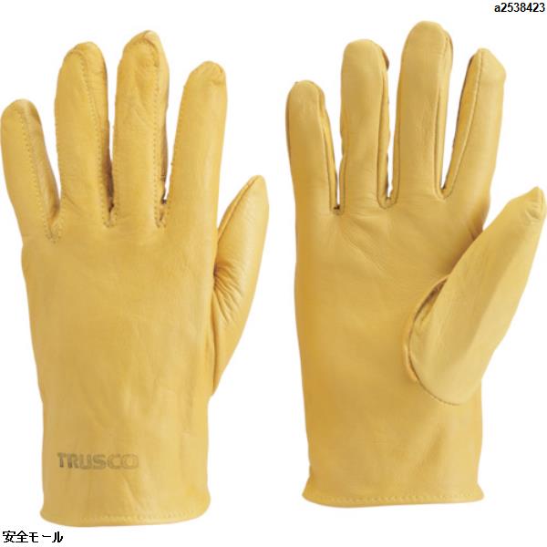 TRUSCO 袖なし革手袋 クレスト牛革製 フリーサイズ イエロー　TYKKY　1双