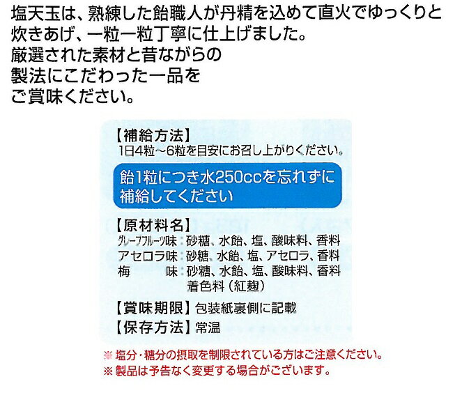 塩飴　熱中症対策用飴　選べる3つの味　塩分補給キャンディー　塩天玉　1kg（約200粒入り） CN3004