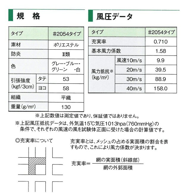 防炎メッシュシート　ターポスクリーン　グリーン　#2054　5枚セット　0.6×5.1【大型商品】【代引き不可】 3