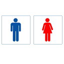 トイレ表示板 ピクトサイン 男女各1枚 白地 100×100 ステッカータイプ(裏面粘着)【ゆうパケット対応可(郵便受け投函)】