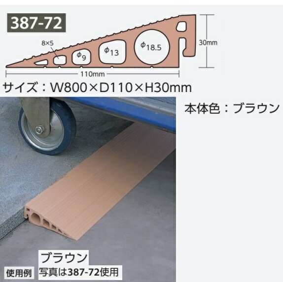 段差モール ◯30mm段差用 ◯サイズ：W800×D110×H30mm ◯材質：軟質塩ビ ◯耐熱温度：-10〜+50℃ ◯耐荷重：150kg ◯カラー：ブラウン ＜特長＞ ・難材質の使用で割れにくく、音も響きません。 ・電線やコード類を美しく収納出来ます。 ・ハサミやカッター等で簡単に必要な長さにカットできます。 ユニット株式会社 ＜注意＞ この商品は「商品代金引換」でのお支払は出来ません。 商品代引でご注文いただいた場合は「銀行振込・コンビニ支払・クレジット決済」 にご変更頂きますのでご注意願います。 ◯H10mm ◯H15mm ◯H20mm ◯H25mm ◯H57mm 段差解消プレート　段差モール　段差モール工事・工場・構内・道路の安全施設用品を各種用意しています。ぜひ参考にしてください。 ・フェンスネット　・鉄筋杭　・くい丸　・単管ロープフック　・トラロープ　・旗付きロープ　　・1t土のう ・覆工板カバー　・単管反射材　・単管エンドキャップ　　・鉄筋キャップ　・クランプカバー　・マーキングスプレー　 ・車止め　　・ゴムマット　　・歩行者マット　　・緊急搬送担架　　・ミスタービル　　・レベルブック ・アルミ旗用伸縮ポール　　・単管用旗棒（フラッグハンガー）　・単管用旗設置金具　　・吹流し　・吹流取付金具 ・オイルゲーター　　・アブソ−ベント　　・オイル吸収マット ・グリーンネット　　・落石防止ネット　　・飛散防止ネット　　・防炎メッシュシート　　・防炎養生シート　　 ・ブルーシート　　・シート用結束紐　 ・単管クランプ　　・垂木クランプ　　・特殊クランプ　　・単クランプ　　・ホールドクランプ　　・羽子板クランプ　　 ・ハウスクランプ　　・板止クランプ・単管ジョイント　　・単管ベース　　・ジャッキベース　　・足場キャスター　　 ・添木クランプ　　・足場ブラケット　　・ネットブラケット　　・カベツナギ　　・ミニクランプ ・安全灰皿　　・吸い殻収集缶　　・消火バケツ　　・ポケット灰皿　　・消火器置場　　・喫煙所標識　　・火の用心 ・L型金具　　・単管用フック金具　　・S管金具　　・ボルトクランプ　　・31.8φ取付金具　　 ・φ38.1/48.6/50.8/60.5用Uバンド　　・アルミ平リブ ・マンホール屏風　　・溶接用ついたて　　・溶接用火花受け　　・溶接シート　　・工事用ナイロンパック ・すべり止めテープ　　・蛍光ゼブラすべり止めテープ　　・水回りすべり止めテープ　　・蓄光すべり止めテープ　　 ・床貼り用テープ　　・床貼り用コーナーテープ　　・床貼り用矢印テープ　　・防じんラインテープ　・仮設ライン ・反射デリテープ　　・反射ダイヤテープ（黄黒/赤白/黄赤/緑白）　　・コンクリート反射テープ　　・蛍光テープ　　 ・蓄光テープ　　・立入禁止/ペンキ塗りたて　　・発泡防水両面テープ　　・防食テープ　　・自己融着テープ　　 ・アルミテープ ・チェーンスタンド　　・プラスチックチェーン　　・シルバープラチェーン　　・カラビナ　　・チェーンリング　　 ・キーボックス（10個〜60個用）　 ・コーナークッション　　・安全カバー　　・H鋼ガード　　・段差スロープ　　・点字タイル　　・警告マット ・徐行標識　　・一時停止標識　　・駐車場　　・駐車禁止　　・進入禁止　　・構内禁煙　　・アイドリングストップ　　 ・制限速度20K　　・高さ制限　　・通行止　駐禁　　・矢印　　・速度制限　　・止まれ標識 ・ポール各種　　・重し（ウエイト） ・ハンドメガホン　　・ショルダーメガホン　　・レイニーメガホン　　・蓄光メガホン　　・サイレン付　　・ホイッスル付 ・ボールチェーン　　・バルブ表示板　　・常時開・閉　　・安全弁　　・操作禁止　　 　　