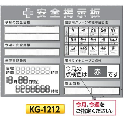 システム安全掲示板　スチール製ミニ掲示板　 900×1200　KG-1212 無災害記録表・建設用クレーンの標準合図法・玉掛けワイヤロープの点検【大型商品・個人宅配送不可】【代引不可】