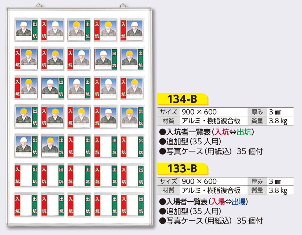 追加型　入坑・入場者一覧表　写真ケース式　壁掛け型　35名　900×600