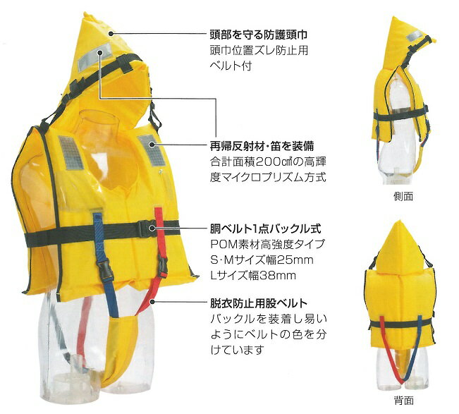 水難防災個人用保護具　ライフジャケット　大人用　 収納袋付き　FCT-L型