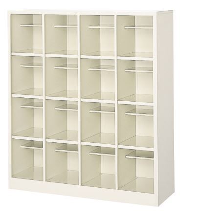 16人用スポーツシューズボックス(オープンタイプ）(中棚付き）(4段×4列) 【地域限定送料無料】 /MI-BS-SP16H4(N)