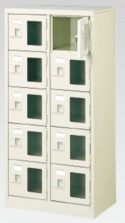 10人用シューズボックス(窓付き)(中棚なし)(鍵付き)(5段×2列) 【地域限定送料無料】 /MI-BST2-5WMXK(N)