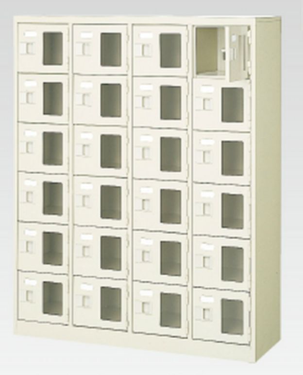 24人用シューズボックス(窓付き)(中棚なし)(鍵付き)(6段×4列) 【地域限定送料無料】 /MI-BST4-6WMXK(N)