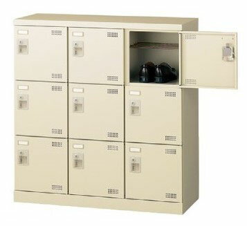 9人用シューズボックス 南京錠 3列3段 【地域限定送料無料】/SE-SLB-M9-N2
