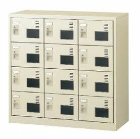 12人用シューズボックス 南京錠 3列4段 窓付タイプ 【地域限定送料無料】/SE-SLC-M12W-N2