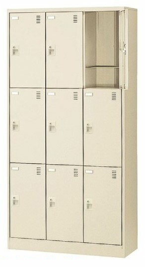 9人用シューズボックス 奥深 シリンダー錠 合鍵2本付き 3列3段 窓無タイプ 【地域限定送料無料】/SE-SL..