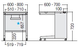 デュエナ 平机 デスク キャスター脚 引出し無し Kタイプ W600×D700×H720mm /TO-DUK-067CA □/□ [3]