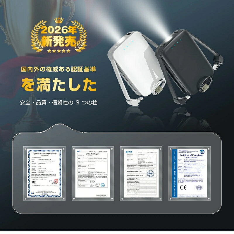 モバイルバッテリー 6800mAh大容量 二台同時充電 スマホ充電器 iPhone 17充電 LEDライト付き SOS信号 カラビナ付き キーリング付き Android/iOS対応 互換性抜群 急速充電 残電量表示 防災電源 落下防止対策 90日安心保証付き 全国一律送料無料 【PL保険加入済み製品・安心】 aoc-shop-10000549 AOC楽天市場店 サンプル画像2