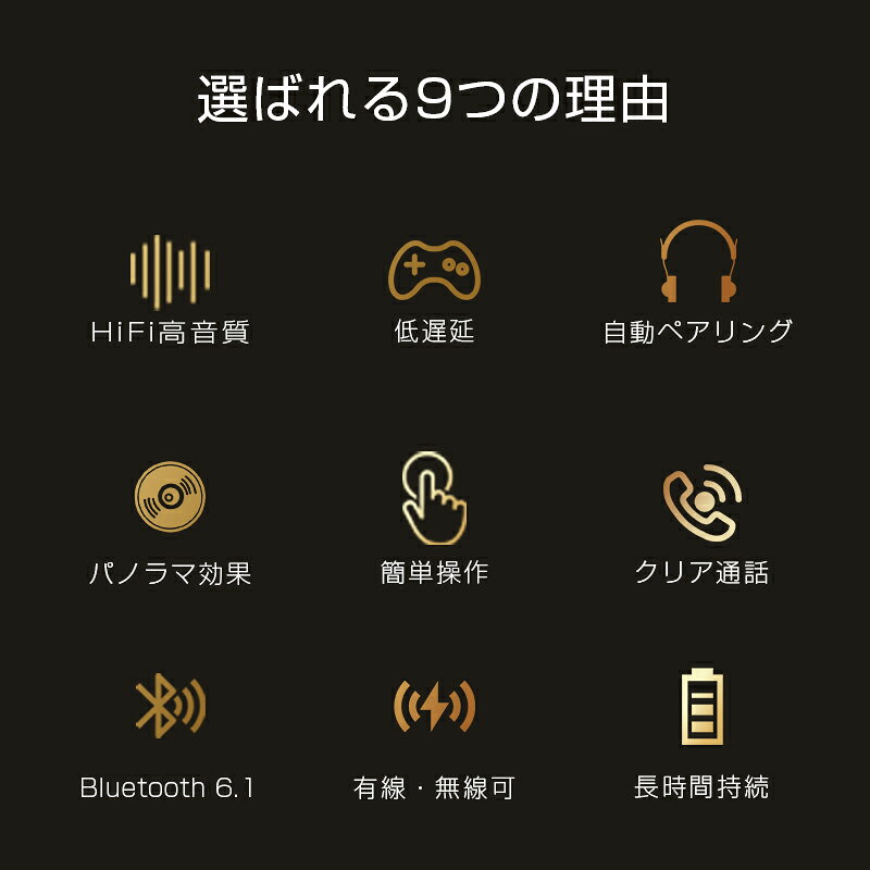 【ANC搭載バージョンアップ版】 ワイヤレスヘッドホン イヤホン ヘッドセット 超低遅延 wireless 自動ペアリング マイク内蔵 ノイズキャンセリング クリア通話 HiFi高音質 オーディオケーブル付き 有線 無線 最大20時間持続 【PL保険加入済み製品・安心】 aoc-shop-10000525 AOC楽天市場店 サンプル画像3