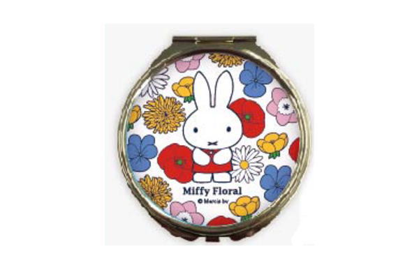 【miffy】【ミッフィー】ミラー【ホワイト】【白】【Miffy Floral】【ウサギ】 【ナインチェ・プラウス】【絵本】【アニメ】【鏡】【かがみ】【手鏡】【コンパクトミラー】【雑貨】【グッズ】