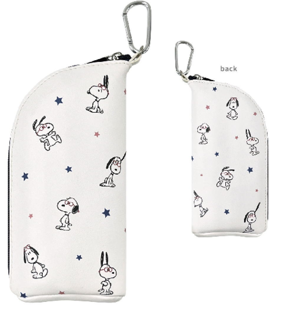 【スヌーピー】【SNOOPY】カラビナ付きメガネケース【ホッピング】【ピーナッツ】【ウッドストック】【すぬーぴー】【ポーチ】【ケース】【眼鏡入れ】【収納】【雑貨】【グッズ】【かわいい】