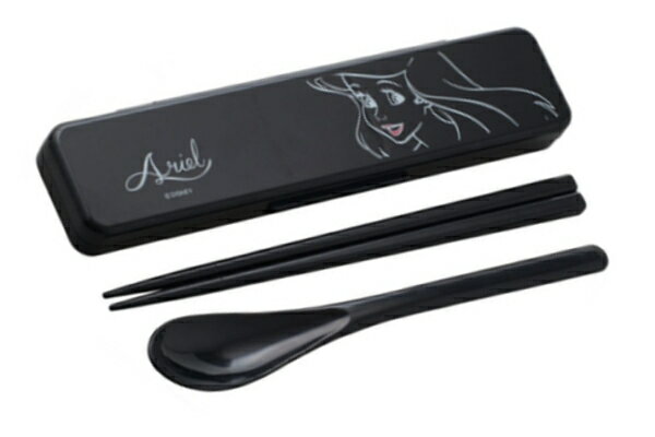 【ディズニープリンセス】抗菌音の鳴らないコンビセット【ブラック】【黒】【アリエル】【プリンセス】【姫】【ディズニー】【映画】【アニメ】【おはし】【箸】【ハシ】【スプーン】【食器】【食事】【遠足】【アウトドア】【雑貨】【グッズ】