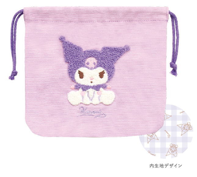 サンリオキャラクターズ サガラ刺繍繍巾着ポーチクロミ かばん ケース 小物入れ 袋 収納 子供 キッズ お出かけ アウトドア 雑貨 グッズ かわいい