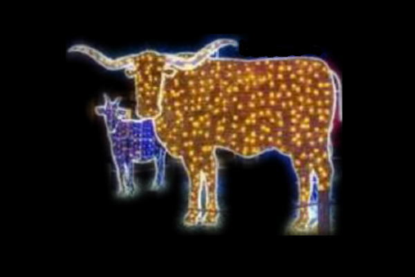 【イルミネーション】ウシ【牛】【水牛】【ブラウン】【アニマル】【動物】【平面】【壁掛け】【輝き】【電飾】【LED】【モチーフ】【クリスマス】【かわいい】