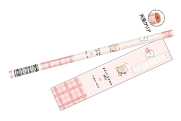 日本製　オリジナル　かきかた鉛筆赤　プチクマライフ　動物　アニマル　えんぴつ　エンピツ　筆記用具　文房具　学校　勉強　雑貨　グッズ　かわいい