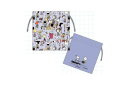 【送料無料】【日本製】【スヌーピー】【SNOOPY】ちりめん巾着【M】【ブルー】【青】【総柄】【ALL PEANUTS】【ピーナッツ】【ウッドストック】【すぬー...