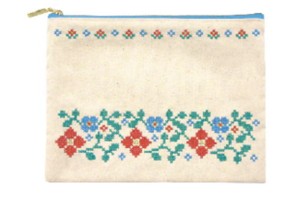 【送料無料】【オリジナル】フラットポーチ【ナチュラル】【東欧柄】【クロスステッチ】【ポーチ】【ケース】【小物入れ】【ペン入れ】【文房具入れ】【化粧】【コスメ】【メイク】【収納】【雑貨】【グッズ】【かわいい】(3)