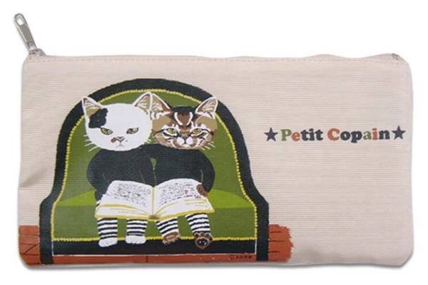 オリジナル　プチコパン　ペンケース読書　猫　ネコ　ねこ　動物　アニマル　ケース　ポーチ　ペン入れ..